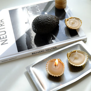 Sea Shell Candle Trio – Handcrafted Beeswax Candles with Natural Avocado Dye & Gold Detailing