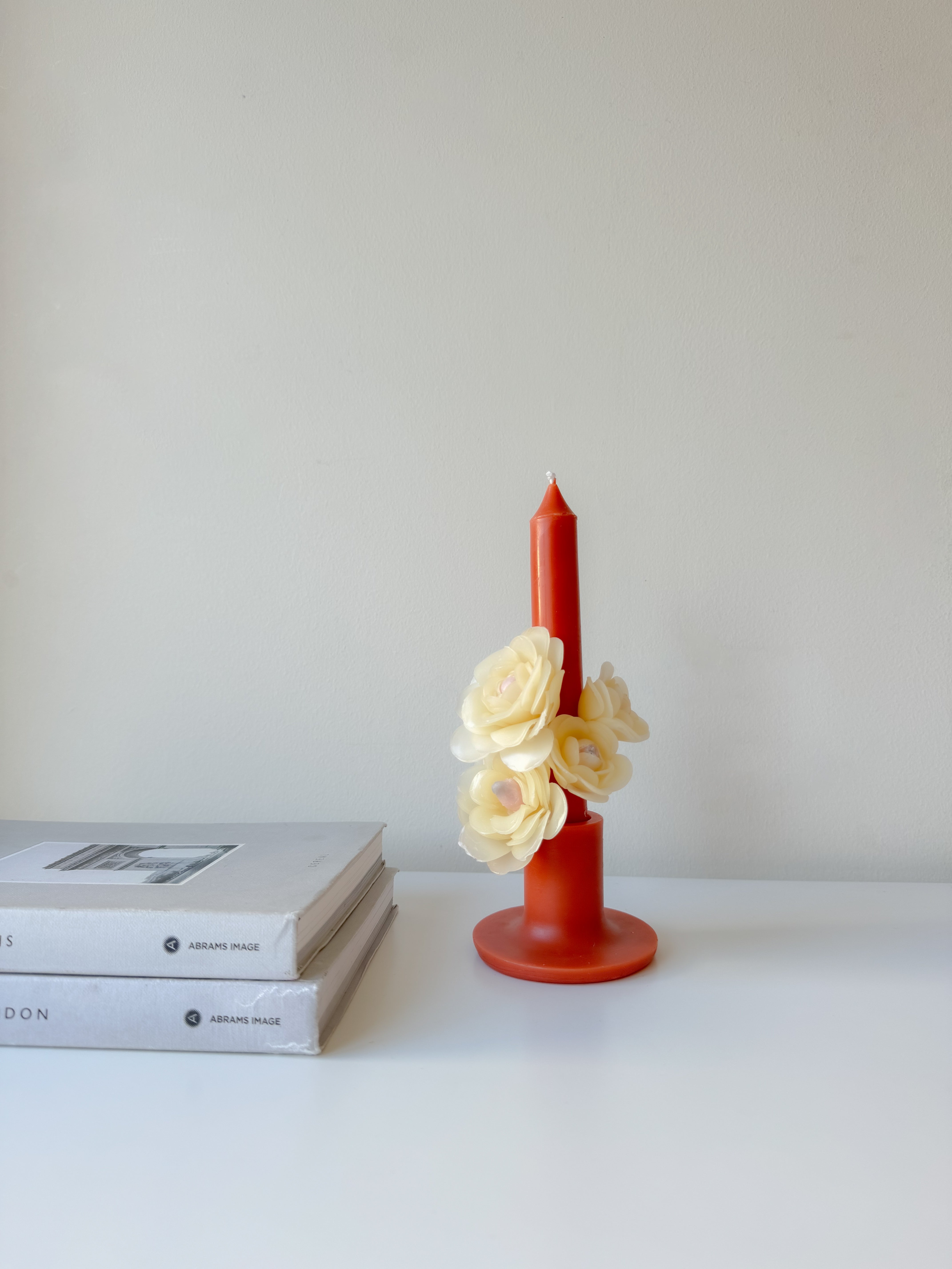 Floral taper candle